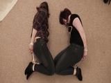 Betty v Katie in Jeans Hogtie face-off!