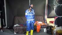 SEXY SANDRA being tied and gagged with ropes and a clothgag from Stella  both wearing sexy shiny nylon AGU rainwear (Video)