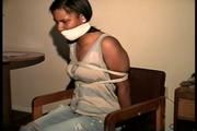 18 Yr OLD BLACK COLLEGE STUDENT GETS MOUTH STUFFED, WRAP VET TAPE GAGGED, BAREFOOT, TIED TO A CHAIR GETS LOOSE AND ESCAPES (D70-6)