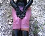 Pink oily Rubber - Blowjob & Handyjob with Rubber Gloves Fuck my Mouth – Fuck my Tits – Cum on my Rubber Tits
