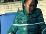 Watch Sandra beeing bound and gagged in her shiny nylon Downwear