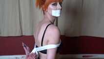 1021 Amber in Vintage Lingerie and Microfoam Tape gag.