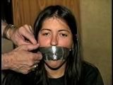 FIRST GRADE LATINA SCHOOL TEACHER MOUTH STUFFED WITH STINKY SOCK, DUCT TAPE GAGGED & TIED IN CHAIR, WRAP TAPE GAGGED, BAREFOOT, & F0RCED TO MAKE RANSOM CALL (D66-8)