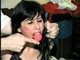 40 Yr OLD HAIRDRESSER CHER IS BALL-GAGGED, DROOLING, HOG-TIED, CLEAVE-GAGGED AND HANDGAGGED (D59-5)
