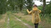 Miss Petra takes a walk in Hunter rain jacket, rain pants and rubber boots (very exclusive set with expensive rain gear and looped video)