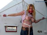 Big-Boob Babe in Car Bondage