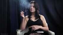 Beautiful faced 18 years old amateur girl smoking first time on camera