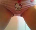 Peeing my pink Hello Kitty panties