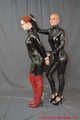 Shiny catsuit bondage