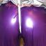 Sophie tied and gagged on the cellar stairs wearing a shiny purple PVC sauna suit (Pics)