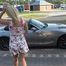 Double cumshot blonde in parking lot outdoor public