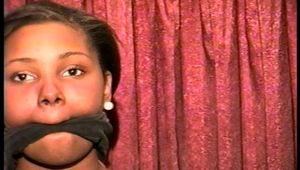 18 Yr OLD BLACK COLLEGE STUDENT GETS HANDGAGGED, CLEAVE GAGGED, SELF MOUTH STUFFING & SELF HANDGAGGING (D70-17)