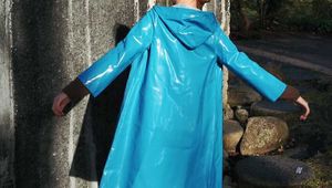 Children's raincoat worn grown-up style