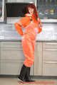 Miss Petra in AGU raingear (original AGU) and an exclusiv orange Adidas AGU raincoat layered over her raingear