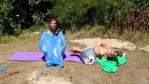 Dana & Ketrin  - Dana joins to her former captive, both are ball tied and trash bag packed (video)