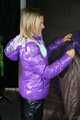 Watch Maly enjoying her shiny nylon Downjacket in her shiny nylon Bed