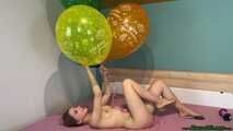 full nude helium preparation of U16 *HB* balloons with a sexy popping end