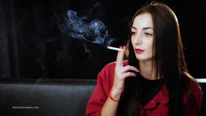 Beautiful braun-haired girl Marina loves to smoke a Marlboro Red