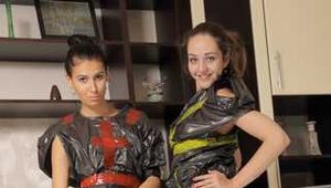 Elvina & Xenia - trash bag fashion show