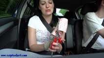 Nina gagged with medical strips in the car