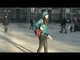 Alina walking on the street wearing a supersexy  down jacket and a jeans (Video)