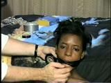 BLACK SHONDA IS WRAP TAPE GAGGED & BOUND UP WITH BLACK ELECTRICAL TAPE (D33-10)