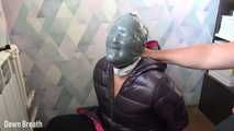 Plastic Bag breathplay in shiny Duvetica coat