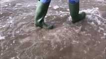Rubber boot mistress at the North Sea beach for my welliefans