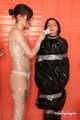 Anni Bay and Dakota - trash bag in the shower