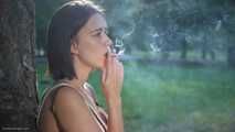 Outdoor smoking with Vegetarian girl