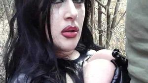 Outdoor Blowjob and Handjob - Diva in Latex and Gloves - Titfuck - Cum in my face