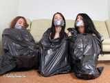 [From archive] Lucky, La Pulya and Xenia - Trio ball tied in trashbags 02