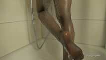 In the shower with strapless nylons