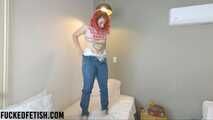 Crazy redhead will prepare for a romantic date but urinates in the Pamper diaper and the jean