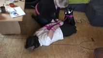 Susan gets bound with pink ropes 2/2 