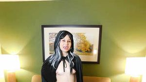 Kinky Teen Jessica Brown As A Vampire For Halloween