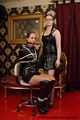 Miss Scarlett dominated by Lady Nadja with lots of rope and mouth filling gags