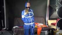 SEXY SANDRA being tied and gagged with ropes and a clothgag from Stella  both wearing sexy shiny nylon AGU rainwear (Video)