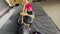 Marie M tightly bound and gagged in shiny nylon Rainwear