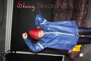 *** Watching sexy SANDRA putting on and wearing several layers of sexy shiny nylon rainwear (pics)***