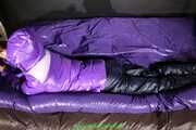 Watch Maly enjoying her shiny nylon Downjacket in her shiny nylon Bed