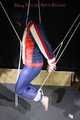 SEXY SONJA tied and gagged with ropes and a clothgag suspended wearing a sexy red/blue downwear combination (Pics)