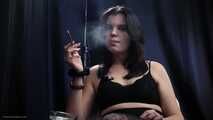 Beautiful faced 18 years old amateur girl smoking first time on camera