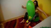 riding and sitpopping big balloons