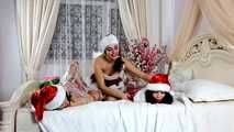 [From archive] Lucky, Nelly, Xenia - Santa’s little helpers hogtied and wrapped up on a bed (video)