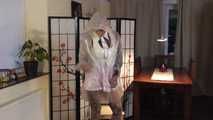 +++archive+++ Sexy Francine in pink and white PVC dress and plastic raincoat