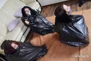 [From archive] Lucky, La Pulya and Xenia - Trio ball tied in trashbags (BTS)