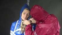 SEXY SANDRA being tied and gagged with ropes and a clothgag from Stella  both wearing sexy shiny nylon AGU rainwear (Video)