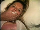 BBW MICHELLE IS MOUTH STUFFED, HANDGAGGED, CLEAVE GAGGED WITH VET TAPE & BAREFOOT TIED (D56-16)