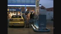 Naked at the petrolstation